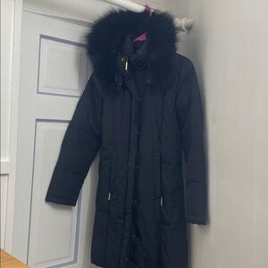 Dana Buchman Black Puffer Coat with Fur Hood